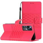 For Xiaomi 12T / 12T Pro Diamond Embossed Skin Feel Leather Phone Case with Lanyard(Red)