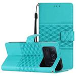 For Xiaomi Mi 11 Ultra Diamond Embossed Skin Feel Leather Phone Case with Lanyard(Blue)
