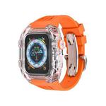 Fluorine Rubber Clear Watch Band Case For Apple Watch Series 8&7 45mm/SE 2&6&SE&5&4 44mm(Orange)