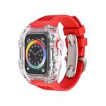 Fluorine Rubber Clear Watch Band Case For Apple Watch Series 8&7 45mm/SE 2&6&SE&5&4 44mm(Red)