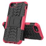 For iPhone SE 2022 / SE 2020 Tire Texture Shockproof TPU+PC Protective Case with Holder(Rose Red)