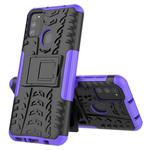 For Galaxy M30s Tire Texture Shockproof TPU+PC Protective Case with Holder(Purple)