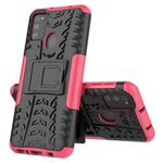 For Galaxy M31 Tire Texture Shockproof TPU+PC Protective Case with Holder(Rose Red)