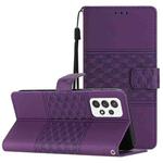 For Samsung Galaxy A53 Diamond Embossed Skin Feel Leather Phone Case with Lanyard(Purple)