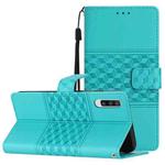 For Samsung Galaxy A70 Diamond Embossed Skin Feel Leather Phone Case with Lanyard(Blue)