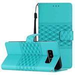 For Samsung Galaxy Note 8 Diamond Embossed Skin Feel Leather Phone Case with Lanyard(Blue)