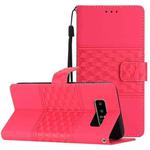 For Samsung Galaxy Note 8 Diamond Embossed Skin Feel Leather Phone Case with Lanyard(Red)