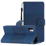 For Samsung Galaxy Note10+ Diamond Embossed Skin Feel Leather Phone Case with Lanyard(Dark Blue)