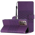 For Samsung Galaxy Note20 Ultra Diamond Embossed Skin Feel Leather Phone Case with Lanyard(Purple)