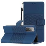 For Samsung Galaxy S20 FE Diamond Embossed Skin Feel Leather Phone Case with Lanyard(Dark Blue)