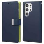 For Samsung Galaxy S23 Ultra 5G GOOSPERY RICH DIARY Crazy Horse Texture Leather Phone Case(Blue)