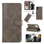 For Galaxy A41 Embossed Happy Cat Pattern Horizontal Flip Leather Case with Holder & Card Slots & Wallet(Grey)