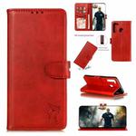 For Xiaomi Redmi Note 8T Embossed Happy Cat Pattern Horizontal Flip Leather Case with Holder & Card Slots & Wallet(Red)
