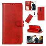 For OPPO A9 2020 Embossed Happy Cat Pattern Horizontal Flip Leather Case with Holder & Card Slots & Wallet(Red)