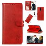For OPPO F11 Embossed Happy Cat Pattern Horizontal Flip Leather Case with Holder & Card Slots & Wallet(Red)