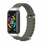 For Huawei Band 7 / 7 NFC MIJOBS CS Marine Silicone Breathable Watch Band(Khaki Green Silver)