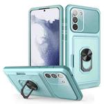 For Samsung Galaxy S23 5G Card Ring Holder Shockproof Phone Case(Light Green)