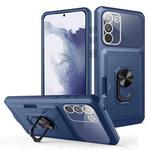 For Samsung Galaxy S23 Ultra 5G Card Ring Holder Shockproof Phone Case(Blue)