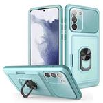 For Samsung Galaxy S23 Ultra 5G Card Ring Holder Shockproof Phone Case(Light Green)