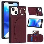 For iPhone 14 Litchi Texture Card Bag Phone Case(Wine Red)