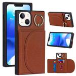 For iPhone 14 Plus Litchi Texture Card Bag Phone Case(Brown)