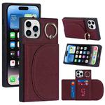 For iPhone 14 Pro Litchi Texture Card Bag Phone Case(Wine Red)