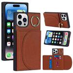 For iPhone 14 Pro Max Litchi Texture Card Bag Phone Case(Brown)