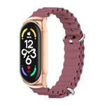 For Xiaomi Mi Band 6 / 5 / 4 / 3 MIJOBS CS Marine Silicone Breathable Watch Band(Wine Red Rose Gold)