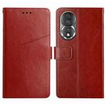 For Honor 80 HT01 Y-shaped Pattern Flip Leather Phone Case(Brown)