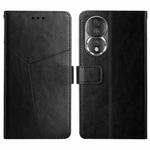 For Honor 80 HT01 Y-shaped Pattern Flip Leather Phone Case(Black)