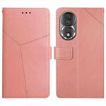 For Honor 80 HT01 Y-shaped Pattern Flip Leather Phone Case(Pink)