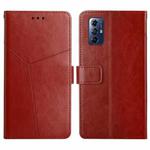 For Motorola Moto G Play 2023 HT01 Y-shaped Pattern Flip Leather Phone Case(Brown)