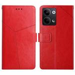 For OPPO Reno9 / Reno9 Pro HT01 Y-shaped Pattern Flip Leather Phone Case(Red)