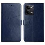 For OPPO Reno9 / Reno9 Pro HT01 Y-shaped Pattern Flip Leather Phone Case(Blue)