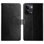 For OPPO Reno9 / Reno9 Pro HT01 Y-shaped Pattern Flip Leather Phone Case(Black)