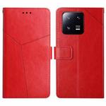 For Xiaomi 13 HT01 Y-shaped Pattern Flip Leather Phone Case(Red)