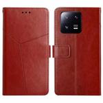 For Xiaomi 13 HT01 Y-shaped Pattern Flip Leather Phone Case(Brown)