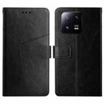 For Xiaomi 13 HT01 Y-shaped Pattern Flip Leather Phone Case(Black)