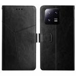 For Xiaomi 13 Pro HT01 Y-shaped Pattern Flip Leather Phone Case(Black)