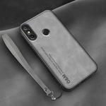 For Huawei Enjoy 20e Lamba Skin Feel Leather Back Phone Case with Strap(Space Grey)