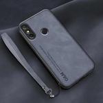 For Huawei Enjoy 20e Lamba Skin Feel Leather Back Phone Case with Strap(Blue)