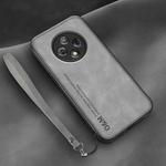For Huawei Enjoy 50 Plus Lamba Skin Feel Leather Back Phone Case with Strap(Space Grey)