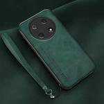 For Huawei Enjoy 50 Pro Lamba Skin Feel Leather Back Phone Case with Strap(Deep Green)