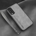 For Huawei Maimang 10 Lamba Skin Feel Leather Back Phone Case with Strap(Space Grey)
