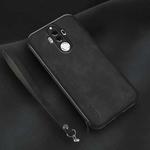 For Huawei Mate 9 Lamba Skin Feel Leather Back Phone Case with Strap(Black)