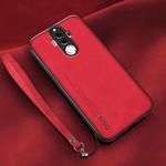 For Huawei Mate 9 Lamba Skin Feel Leather Back Phone Case with Strap(Red)