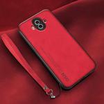 For Huawei Mate 10 Lamba Skin Feel Leather Back Phone Case with Strap(Red)