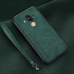 For Huawei Mate 10 Pro Lamba Skin Feel Leather Back Phone Case with Strap(Deep Green)