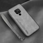 For Huawei Mate 20 Lamba Skin Feel Leather Back Phone Case with Strap(Space Grey)