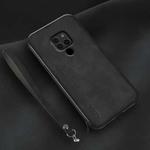 For Huawei Mate 20 Lamba Skin Feel Leather Back Phone Case with Strap(Black)